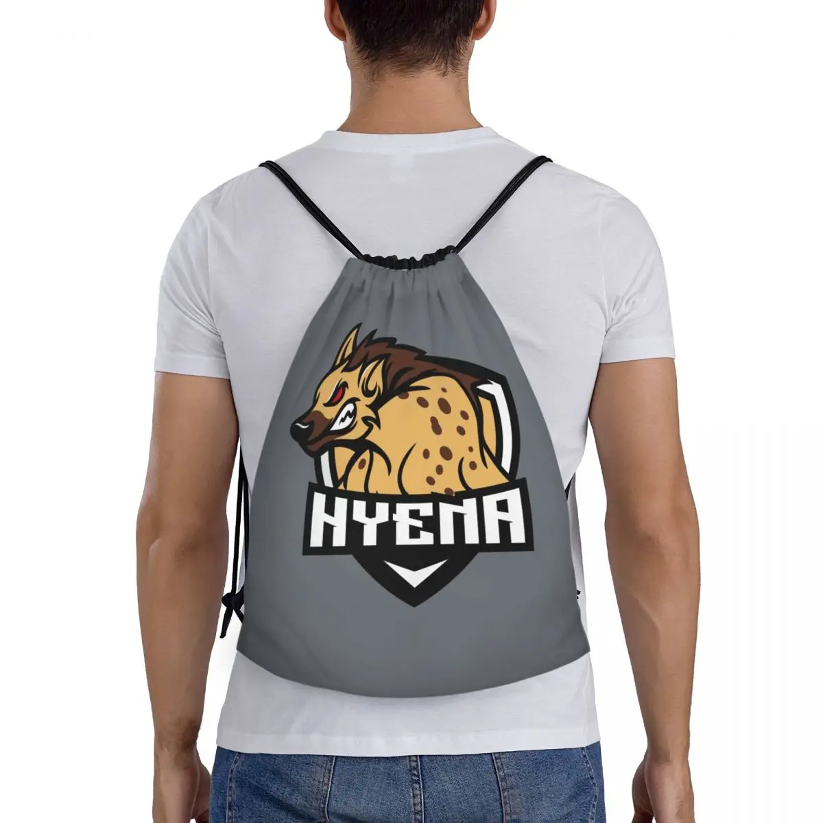 Hyena Logo Drawstring Bags Soccer Backpack Gym Sackpack String Bags for Working Out