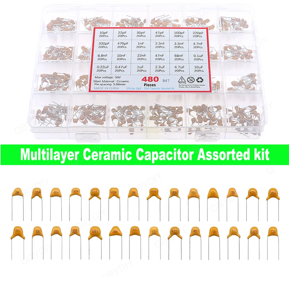 10pF-10uF 50V Multilayer Ceramic Capacitor Assorted kit 102 103 104 105 106 101 221 471 332 472 223 473 224 474 225 475