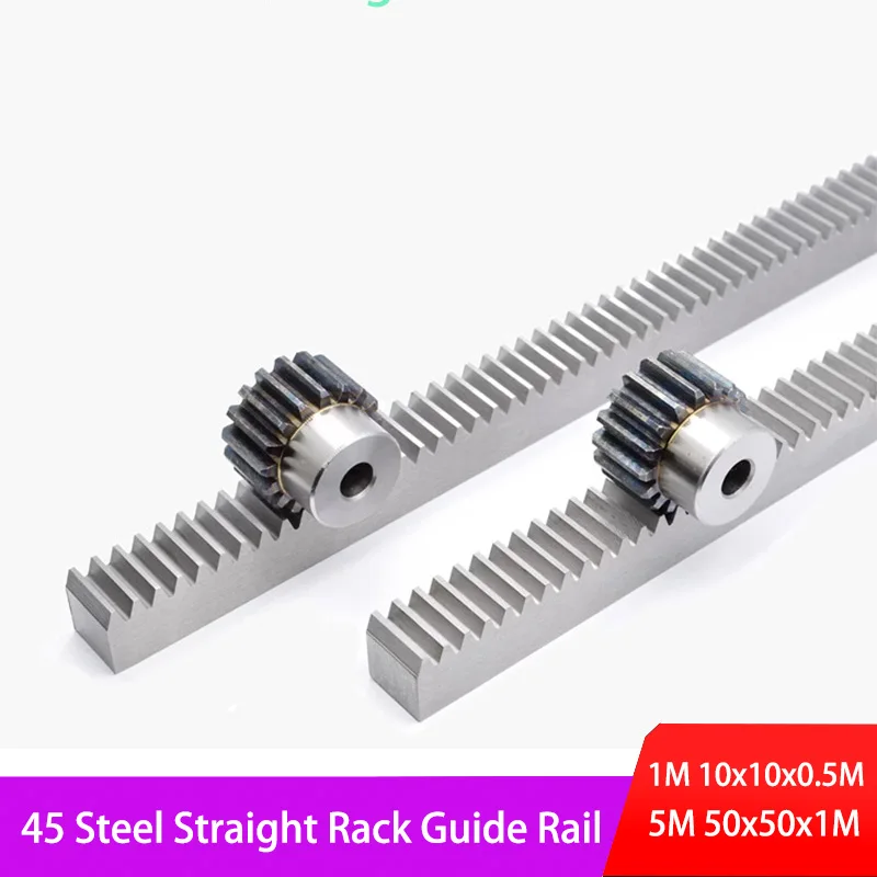 

1PCS 1Mod 1 Modulus Gear Rack Steel 15*15*500mm + 1PCS 1Mod 45teeth Pinion Bore Hole 6/8/10/12mm Steel #45 Gear Metal Gear