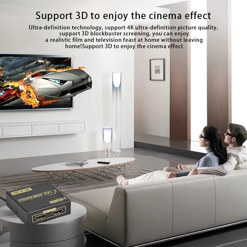 الفاصل 1 في 2 خارج 4K مقسم الفيديو 1X2 محول محول لصندوق التلفزيون الاتحاد الأوروبي التوصيل #1