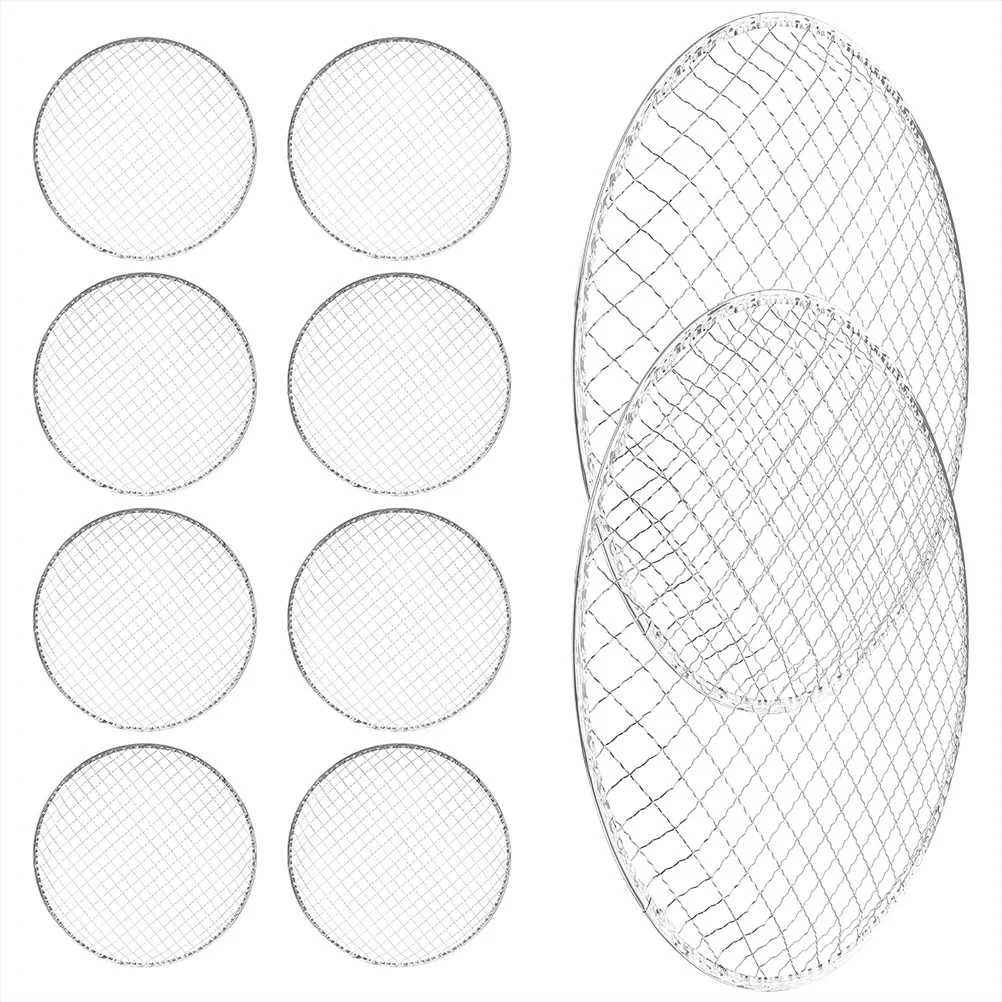 

10Pcs Outdoor Grill Mesh Bbq Grate Round Cooking Mat Fire Pit Campfire Portable Cooking Grate Mesh Grill Mat Grilling Mats