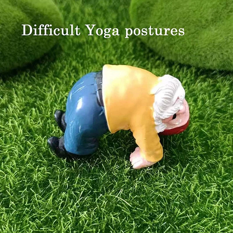 Gnomos de jardín divertidos de 4 piezas, adornos de jardín enano de Yoga, accesorios de Gnomo de jardín de hadas, decoraciones en miniatura