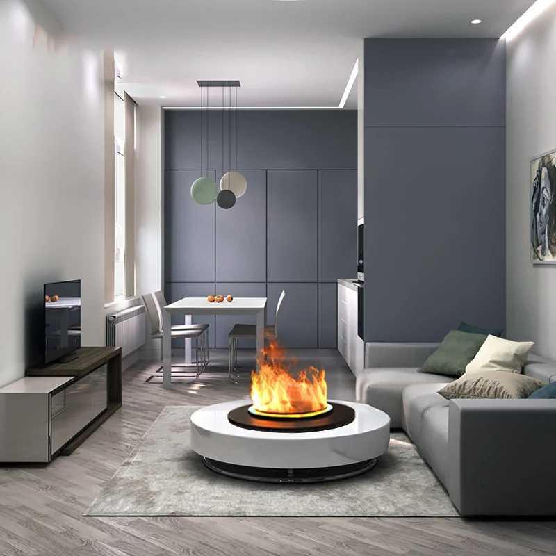 Circular smart 3D Fireplace APP Color adjustment Home interior decoration RGB artificial simulated flame water steam fireplace