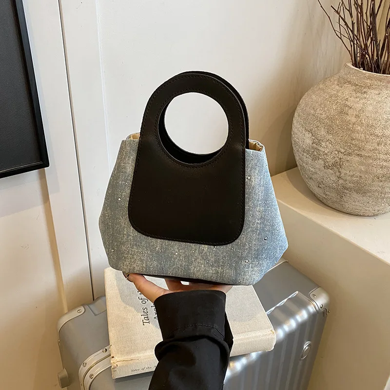 

2025 summer retro color-blocking and patchwork bag niche and trendy bag simple fashionable and women handbag