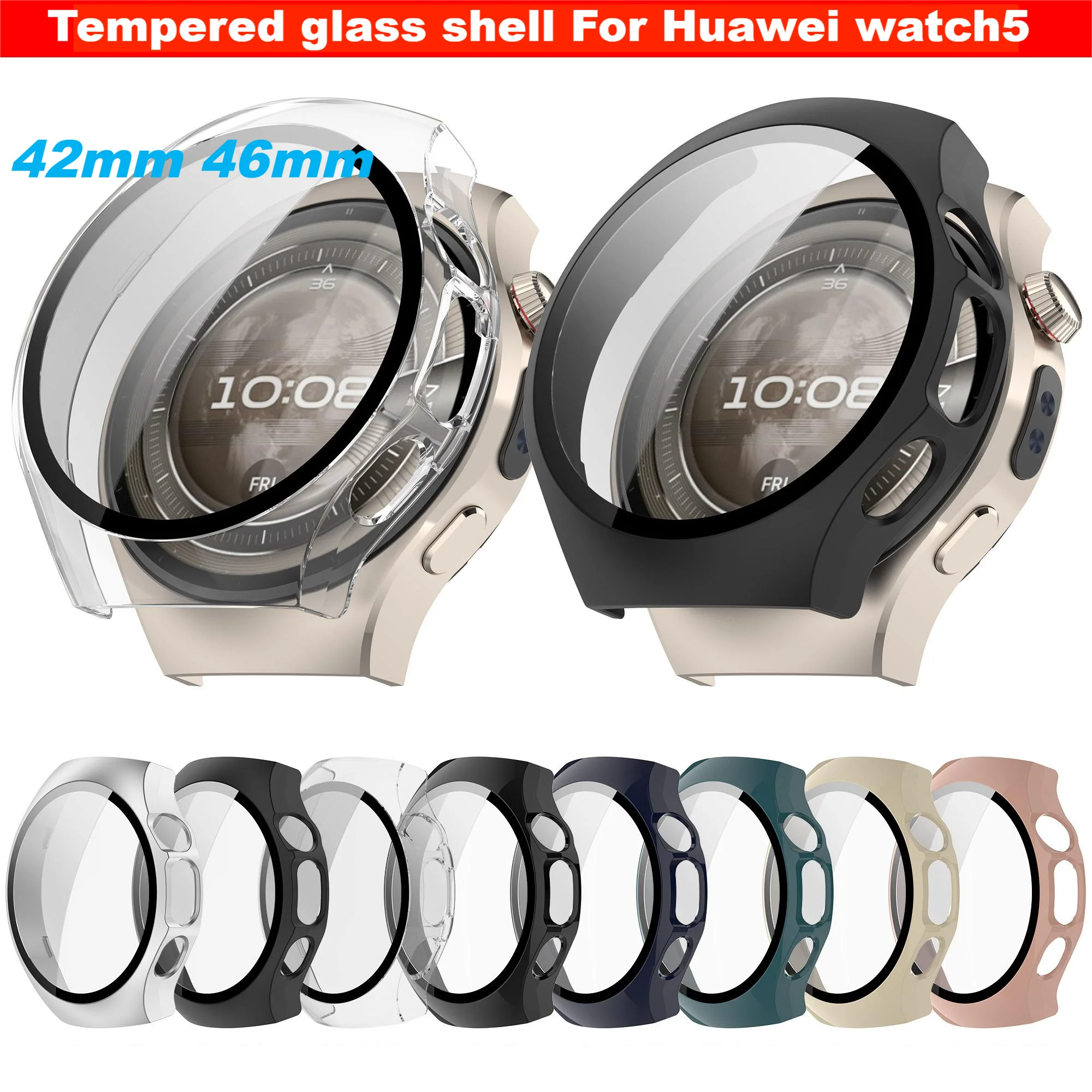 

Защитная пленка для экрана Huawei watch5 42 мм 46 мм, чехол для смарт-часов, рамка для ПК со стеклянным корпусом высокой четкости, чехол для Huawei watch 5