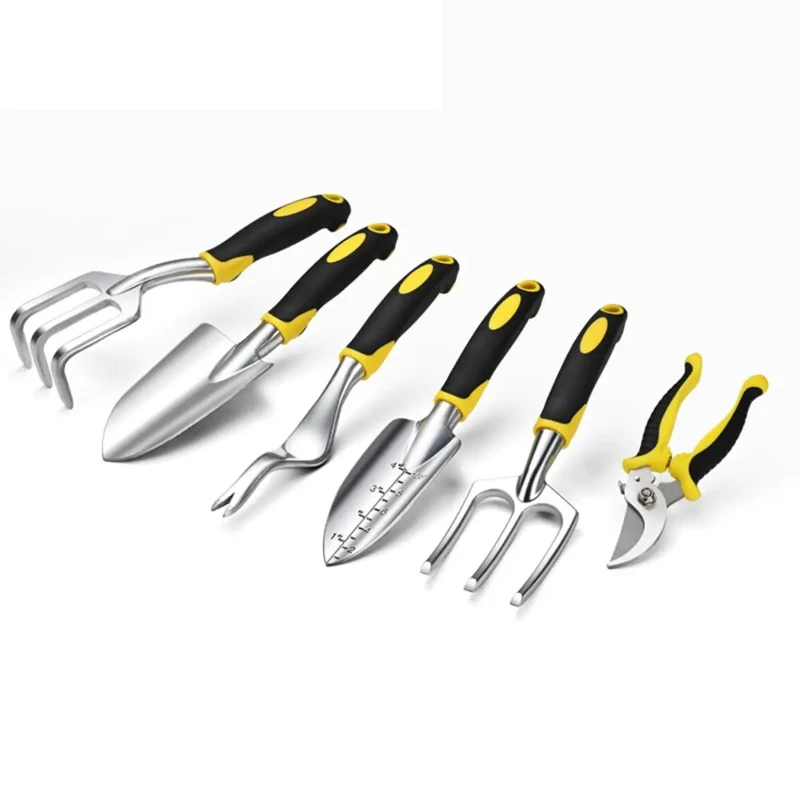 Garden Tool Set Garden Shovel Transplant Trowel Hand Rake Weed Puller Garden Fork Pruning Shear for Planting Weeding