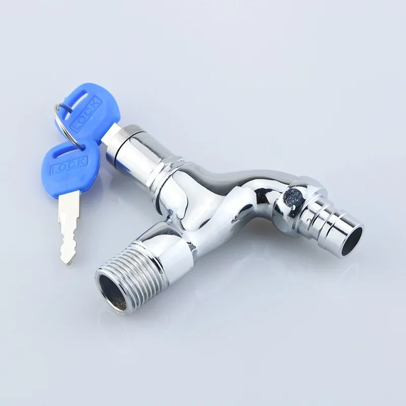 1PCS  Anti-theft Faucet Water Tap with Lock Key Alloy Body Single Hole Key Switch Faucet Bibcocks for Kitchen Outdoor Garden