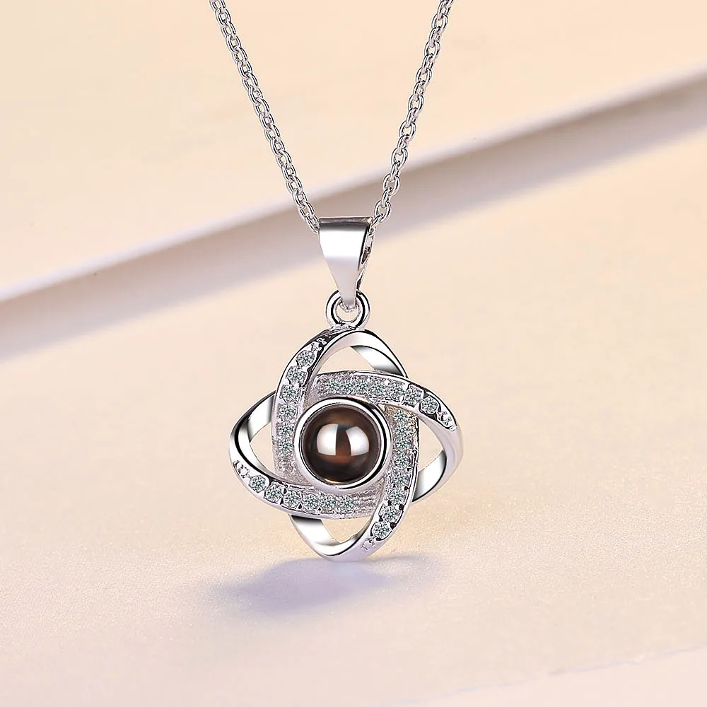 DHQH New Hot Selling 925 Pure Silver Crystal Clover Pendant Necklace Pure Silver Women's Rotating Jewelry Commemorative Gift