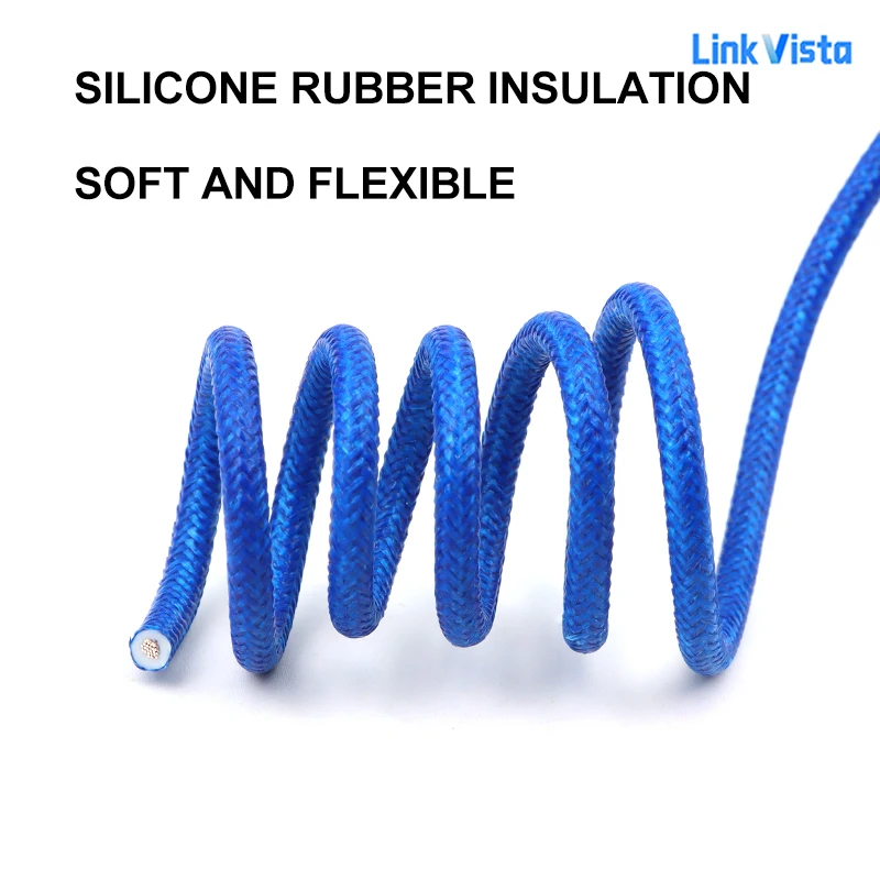 Fiberglass Braided High Temp Wire 1/5/10M Tinned Copper Silicone Rubber Cable for Floor Heating Element Appliance Repair Cables