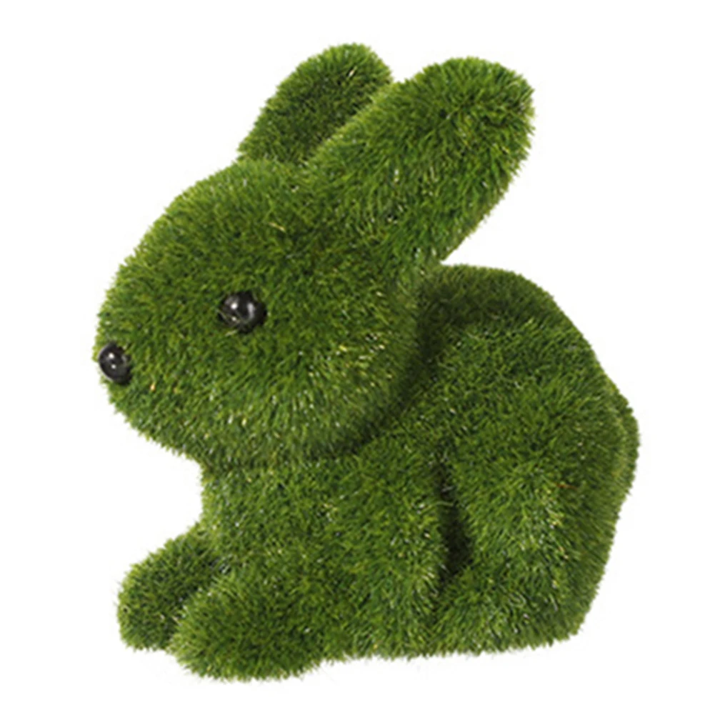 Flower Bed Decor Garden Decoration Bunny Sculpture Animal Garden Sculpture Long-lasting Beauty Realistic Flocked Grass