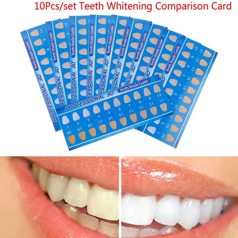 

10Pcs Professional 20 Colors Teeth Whitening Effective Compare Guide Paper Chart Card For Tooth Whiter Dental Supplies