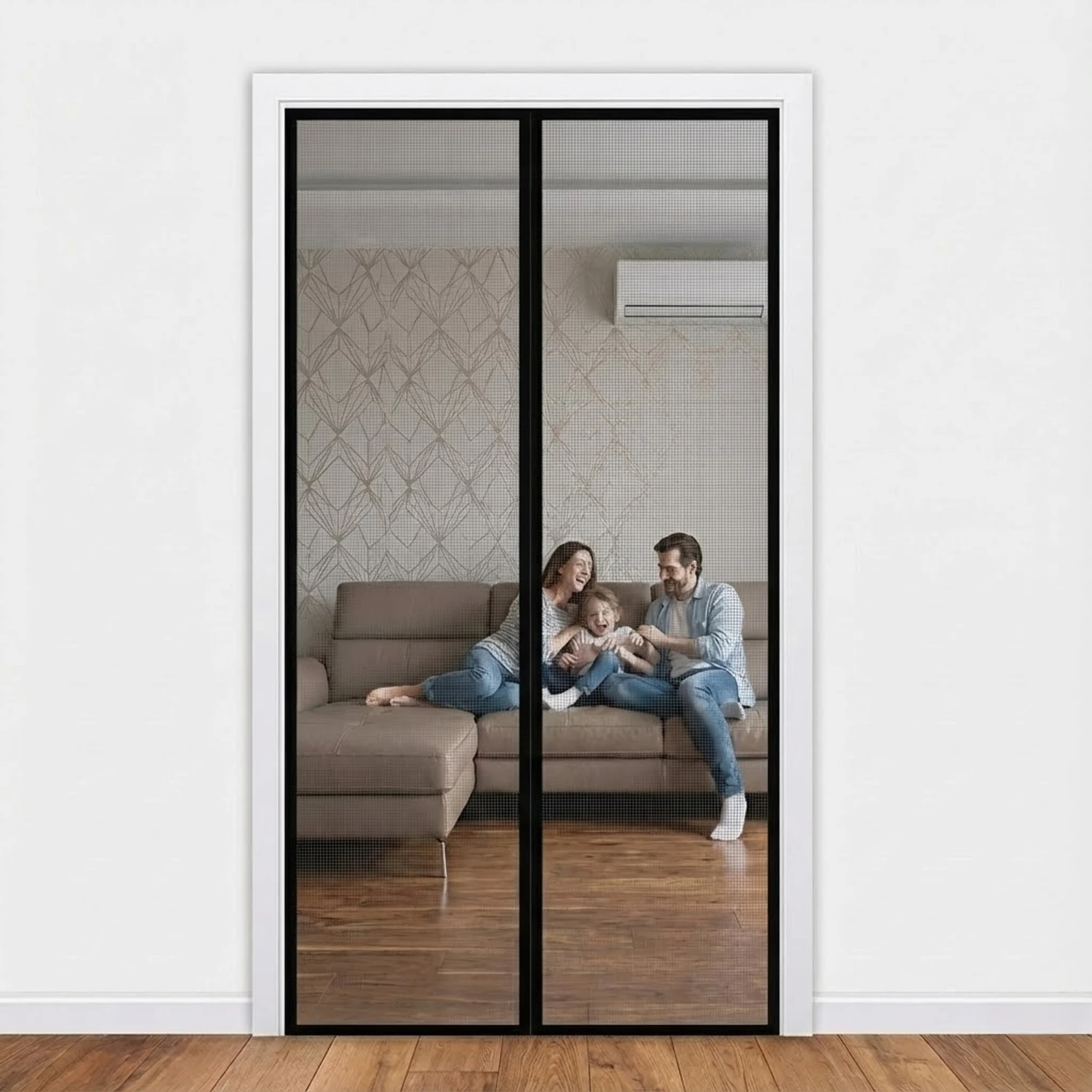 PP Nano Magnetic Screen Door, Heavy-Duty Mesh, Strong Magnets, Hands-Free No-Drill Anti-Mosquito, Breathable & Dustproof