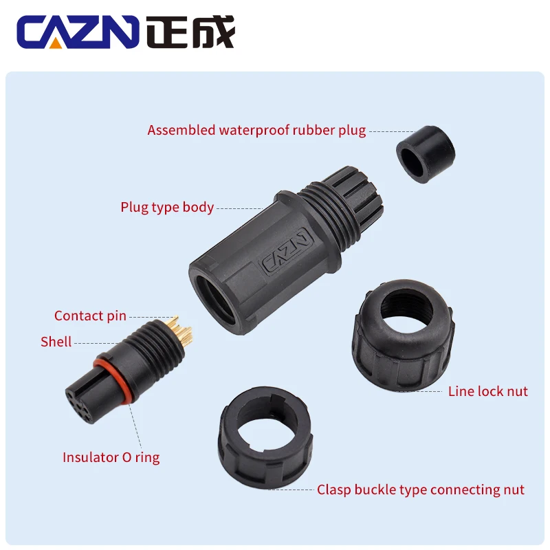 Waterproof E7 Overmolded Plug Bayonet 2 3 4 5 6Pins Straight Angled Male Female Plug With Cable PVC 1Meter Un-Shiled