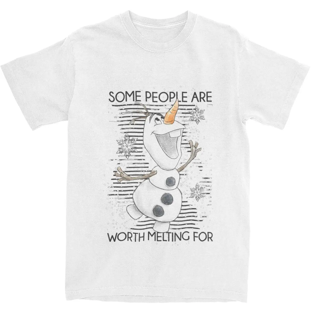 Frozen Olaf Some People Are Worth Melting T Shirt Novelty T-Shirt Vintage Tshirt Beach Pure Cotton Round Neck Plus Size 5XL Tees