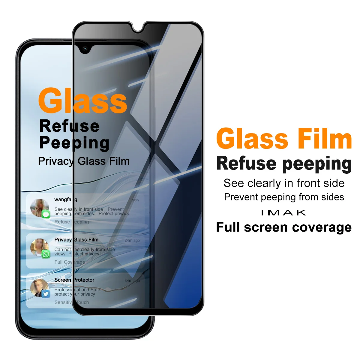 Privacy Tempered Glass for Redmi A7 Pro (171mm) POCO C85x 5G C81 Pro 4G IMAK Screen Protector Film