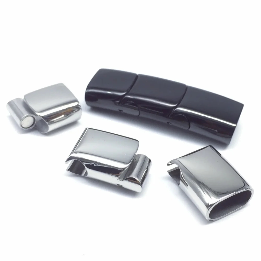 Stainless Steel Magnetic Clasps Leather Bracelets Cord Three-Section Extended Clasps For DIY Jewelry Making Accessories Supplies