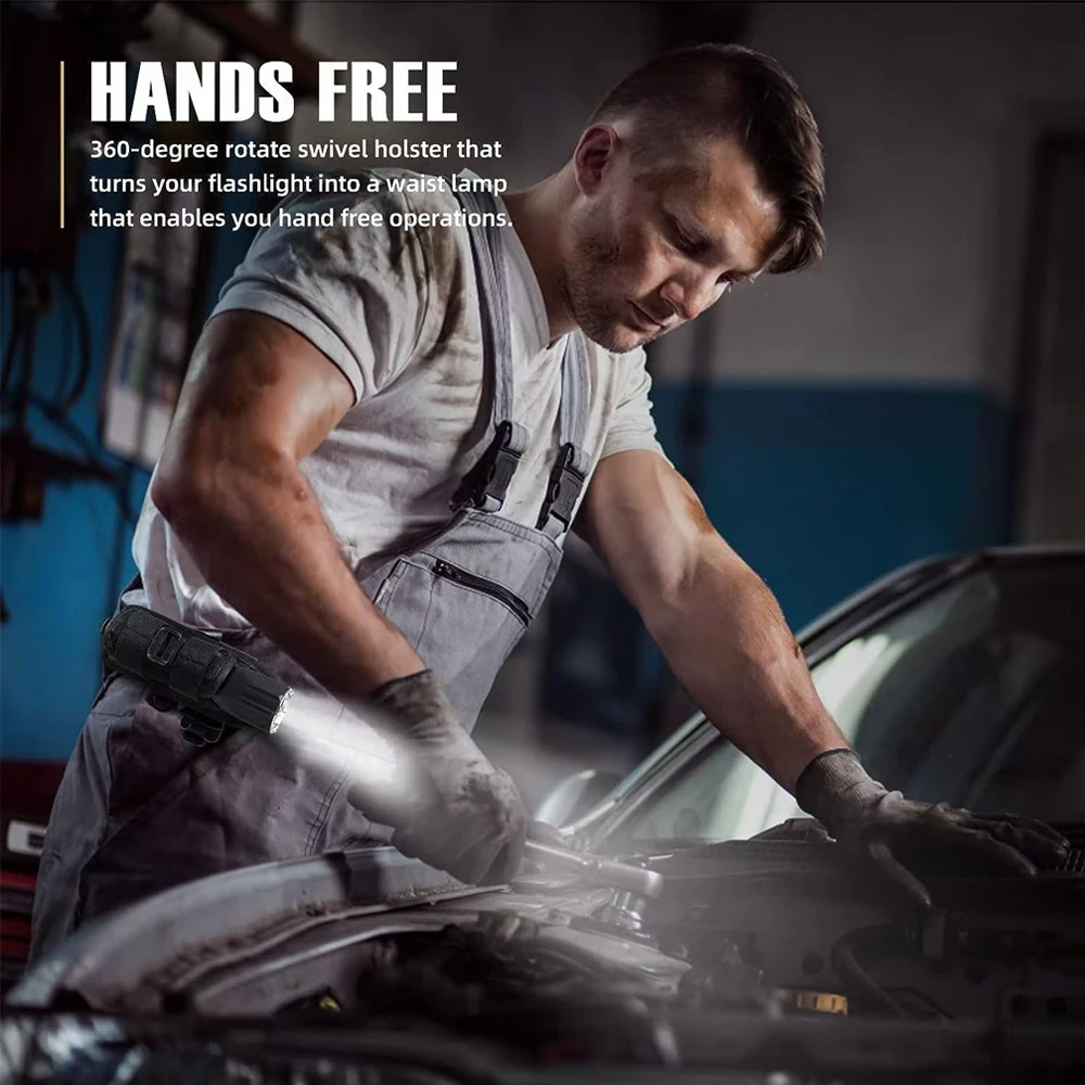 ซองใส่ไฟฉายไนลอนสำหรับล่าสัตว์ 1 ชิ้น หมุนได้ 360 องศา ซองใส่ไฟฉายสำหรับกิจกรรมกลางแจ้ง ซองใส่ไฟฉายพกพา