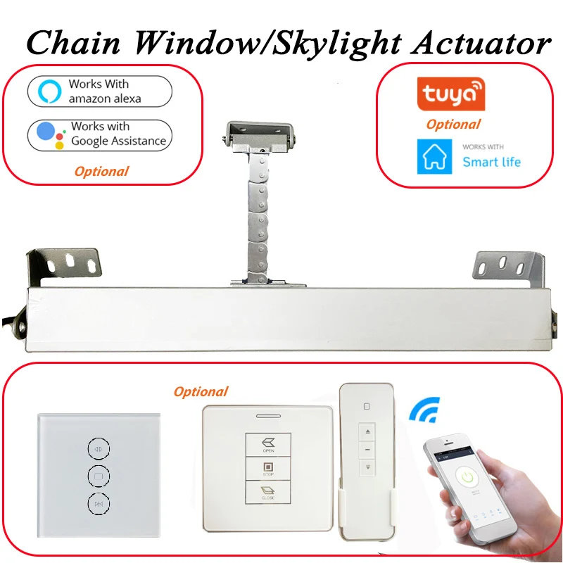 AC Motorized Window Actuator window opener OR Wifi Remote Control Greenhouse Window Opener Automatic Open Skylight