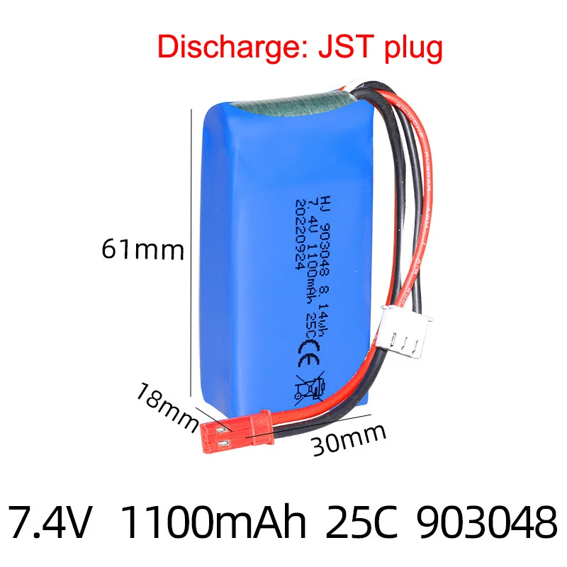 Batteria lipo 7.4 V 1100 mah per Wltoys A949 A959 A969 A979 K929 batteria 7.4 V 1100 mah 25c batteria Lipo per RC Wltoys parti di automobili