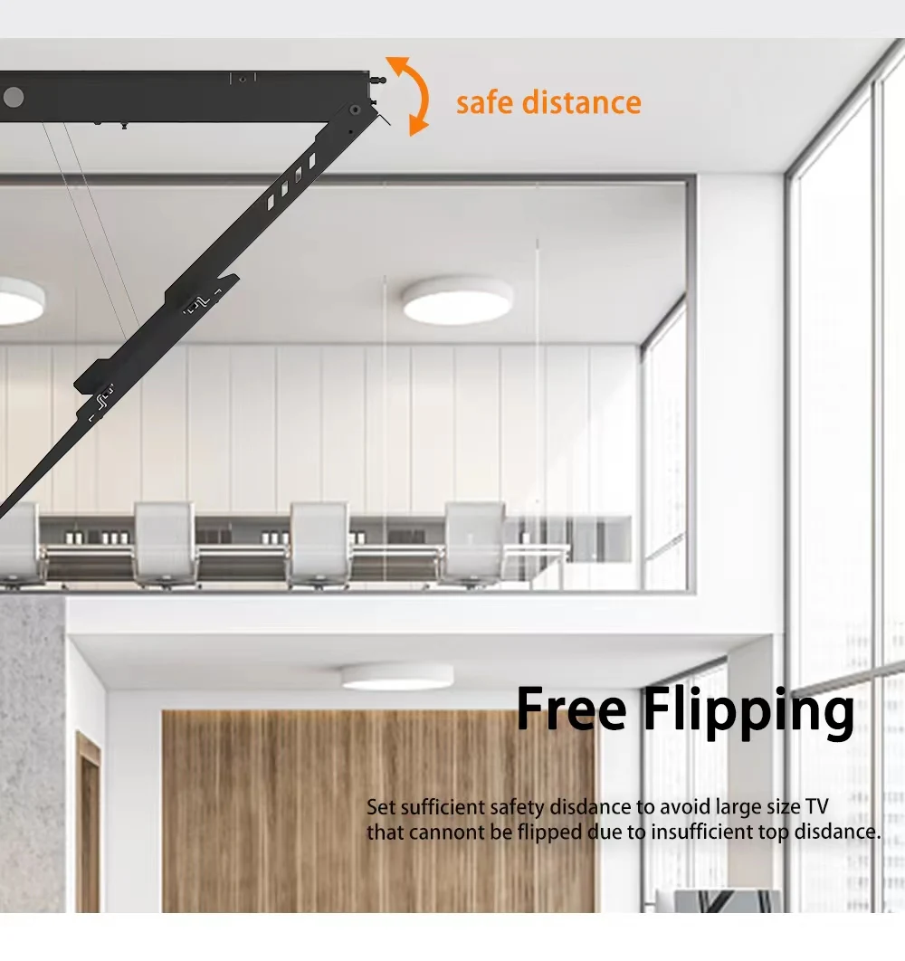 80kg hidden electric pull-down flip TV stand 32 85-inch ceiling TV stand and cart