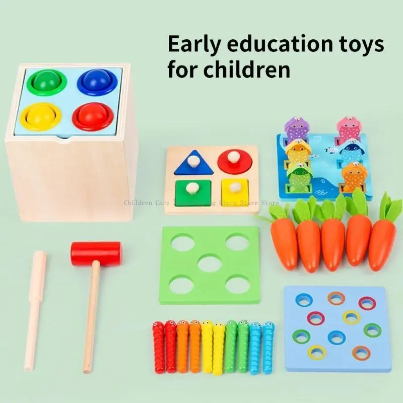 6in1 Coin Box đối tượng đồ chơi bằng gỗ Trẻ hoạt động Đồ chơi Đạo cụ Dạy