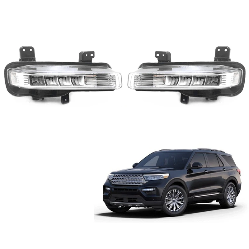 

Car Front LED DRL Fog Light For Ford Explorer 2020 2021 2022 Auto Driving Lamp Daytime Running Light Bumper Lamp