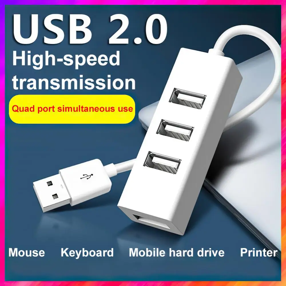 USB 2.0 HUB 30/120cm 3/4 Port USB Adapter Mini USB Splitter Power Supply HUB Fast Charge Extension Charger Line For PC Laptop