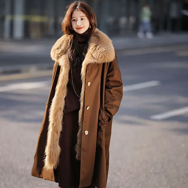 Winter New Women's Cotton Jacket Loose Commuter Windproof Fake Fur Coat