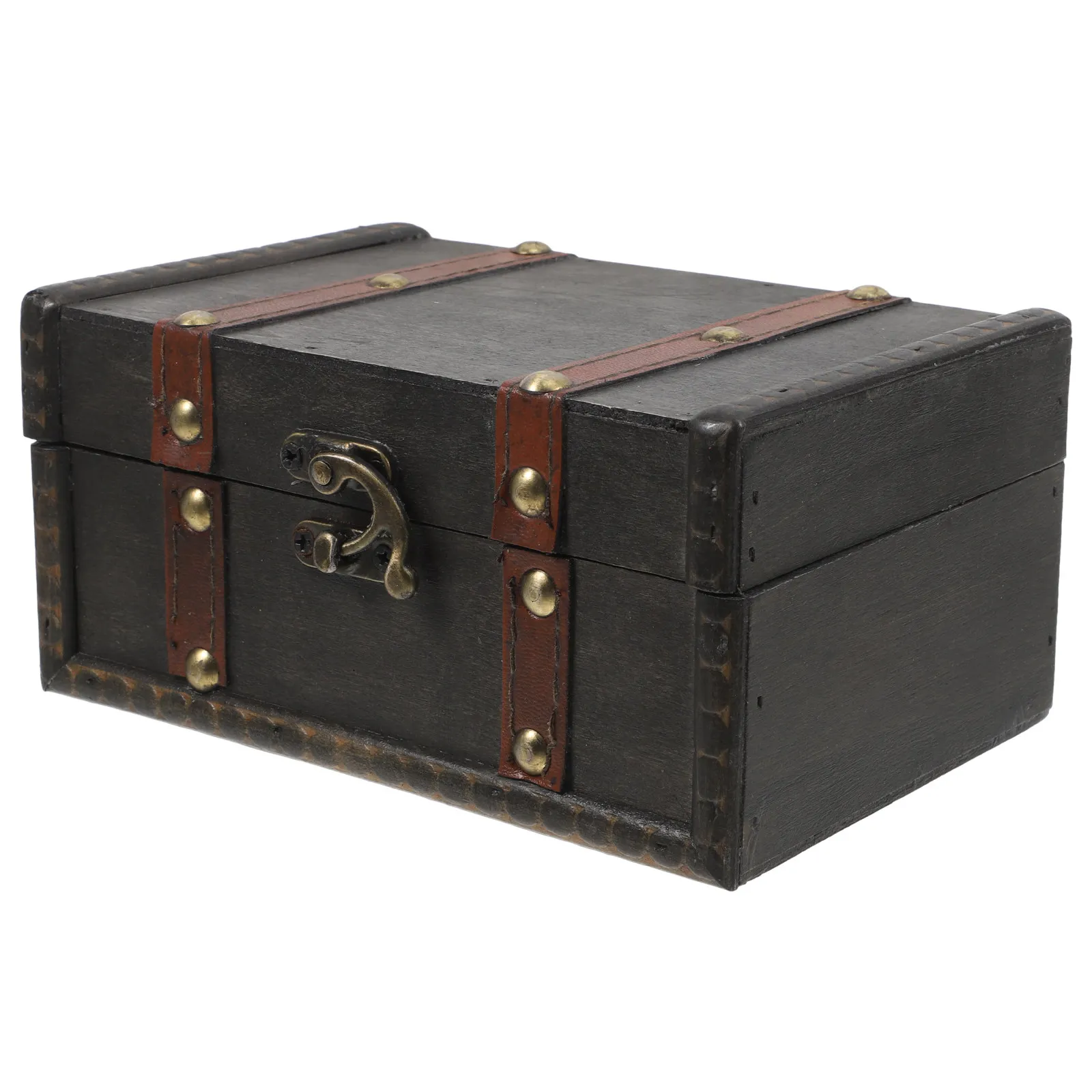 

Rectangular Wooden Treasure Chest Vintage Storage Box for Keepsakes Jewelry Bangle Earring Necklace Cases Rustic Coquette Room