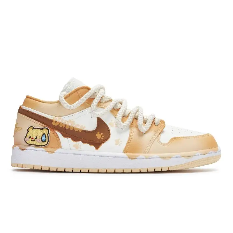 【Customize】Air Jordan 1 Skateboarding Shoes Women's Low-top Brown Sneakers shoes DC0774-170