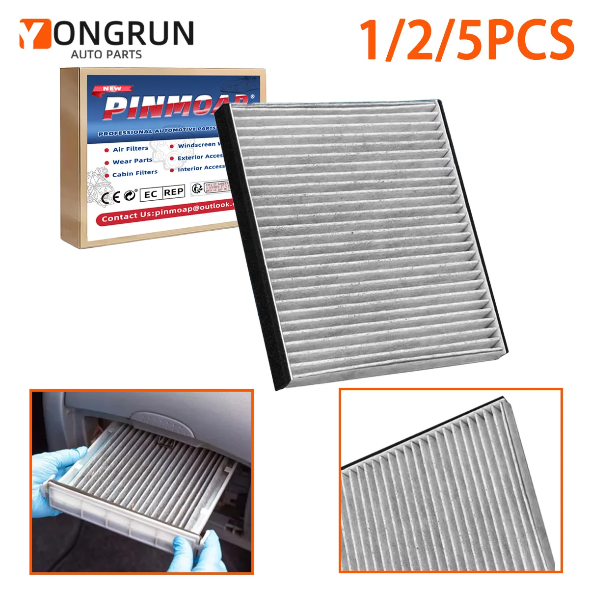 

YONGRUN 1/2/5PCS Air Filter Suitable For Toyota Avalon/Lexus Es300 Cabin Air Filter Including Activated Carbon CF10132 CAf1766
