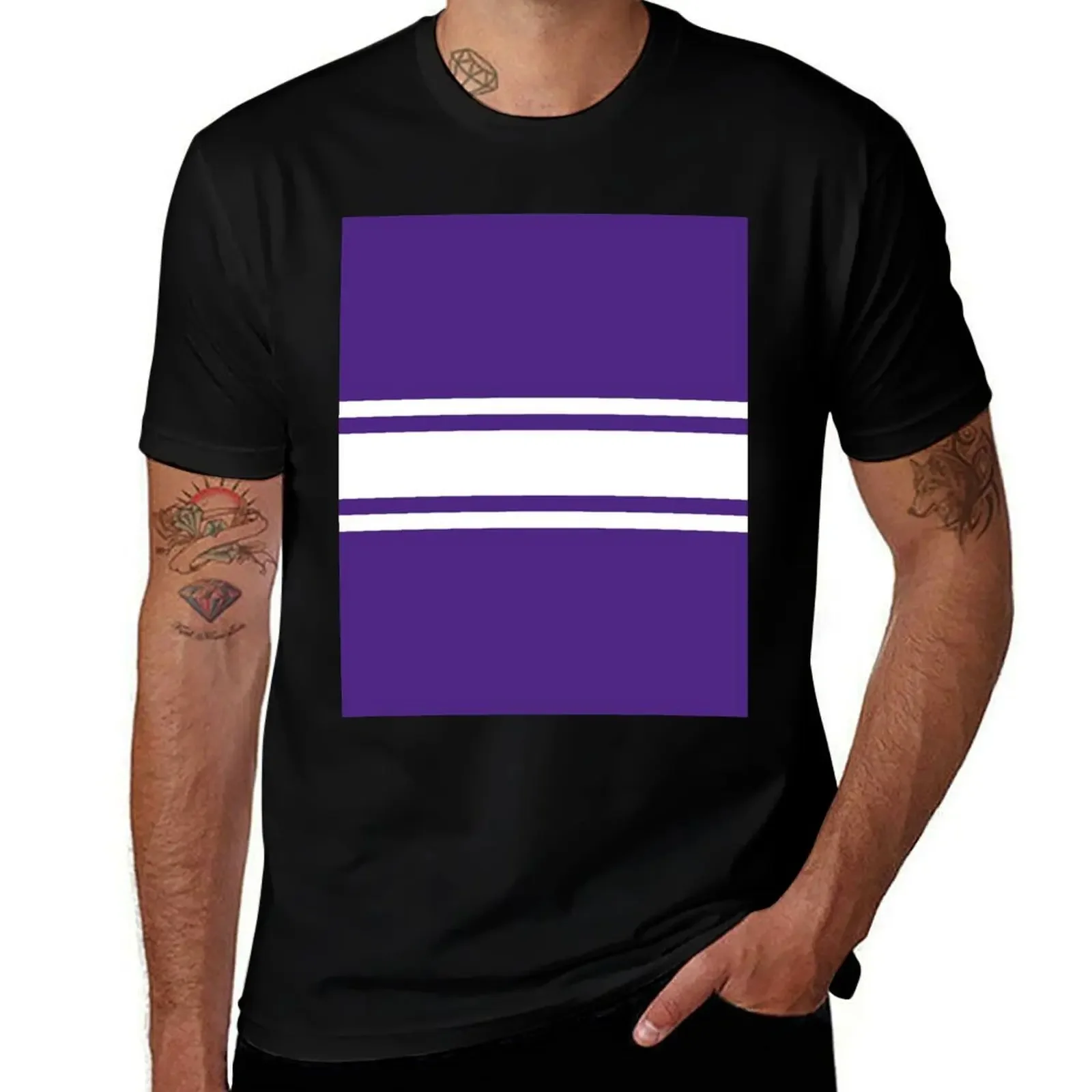 Purple & White Power Stripe T-Shirt summer 2025 blue lock luxury clothing labubu hippie clothes fruit of the loom mens t shirts