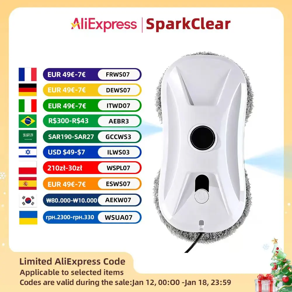 Intelligent Ultrathin Auto Ultrasonic WaterSpray Window Cleaning Robot Remote Control Electric Glass Wash Vacuum Cleaner Robotic