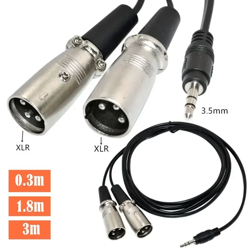 Y-Cable 3.5 Male To 2XLR Male and Female 90 ° Elbow 3.5 Male To 2 * XLR Male/Female Head Wire 3.5 M To Dual XLR M/F