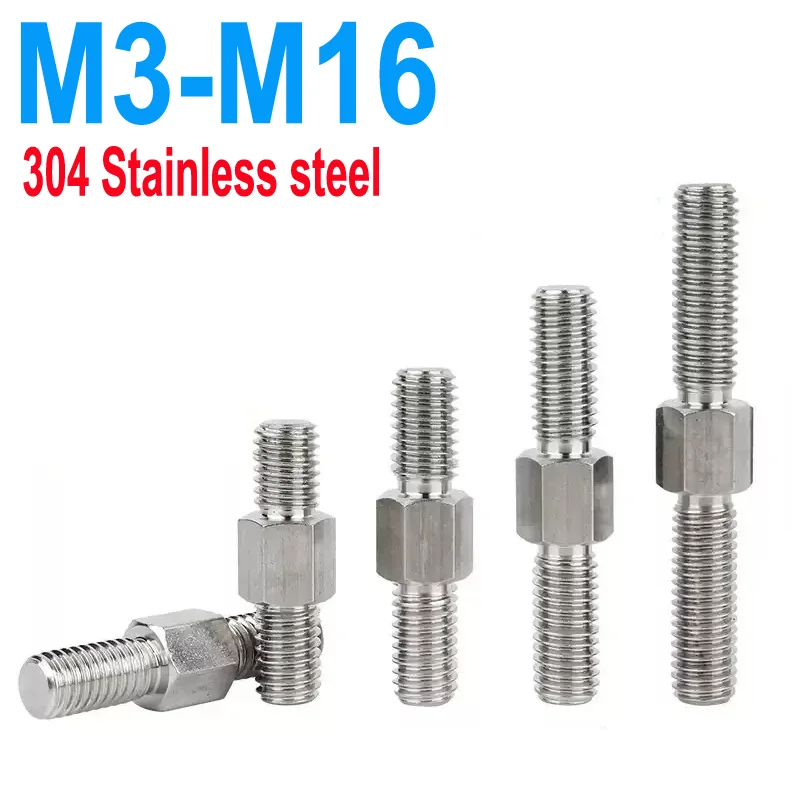 

M3-M16 304 Stainless Steel Outer Hexagon Teeth Bolt Left And Right Thread Rod Stud Positive Double End Thread Rod Stud Bolt