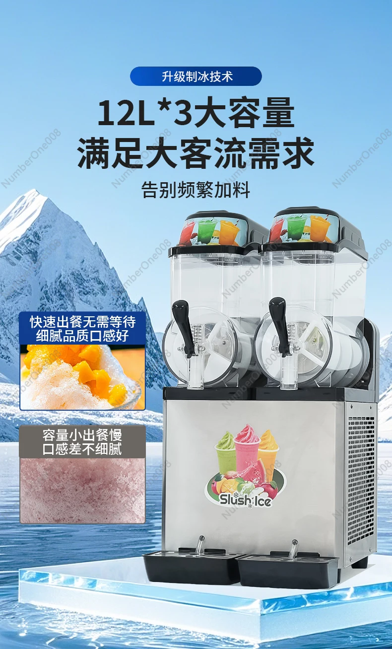 3-Tank Commercial Slush Machine - Automatic Frozen Beverage Maker for Business for Juice, Smoothie, Margarita