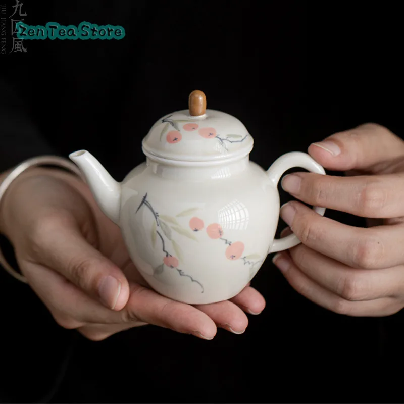 Hand-painted Persimmon Teapot Underglaze Color Pumpkin Pot Chinese Retro Single Pot Home Kung Fu Tea Set Ceramic Tea Infuser