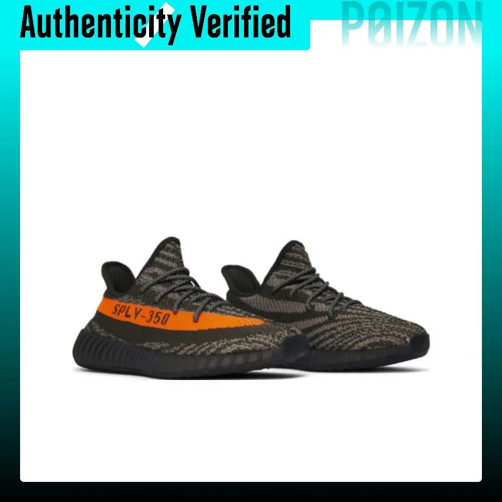 Adidas Originals Yeezy Boost 350 V2 Abrasion Resistant Breathable Low top Casual Shoes Unisex Gray Orange HQ7045 view 4