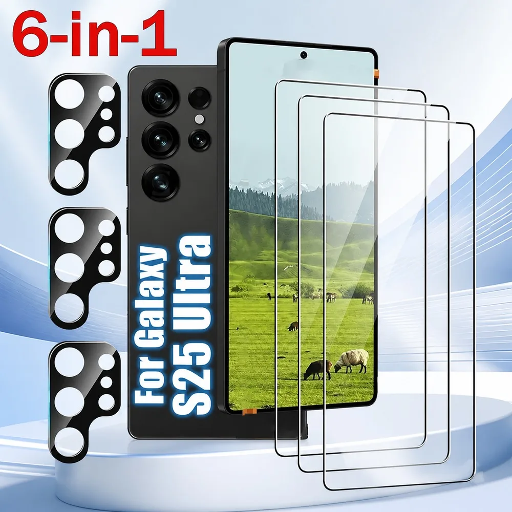 3+3PCS Tempered Glass For Samsung Galaxy S26 Ultra S26+ S26 Camera Lens Screen Protector For Samsung Galaxy S26 FE S25 Ultra HD
