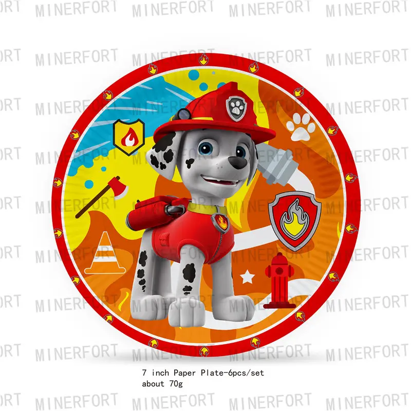 Vajilla desechable de la patrulla canina Marshall, platos de papel, vasos, servilletas, perros, pancarta de cumpleaños, decoración, juguete para