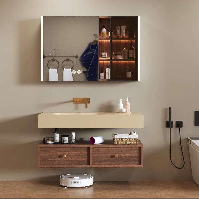 

bathroom cabinet, rock slab hot bending integrated basin, bathroom washbasin washbasin cabinet combination