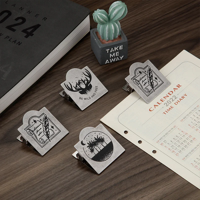 Retro metalen bindmiddelclips Opvouwbare notities Briefbestand Paperclip Bindende bevestigingsclips Plakboekclip Briefpapieropslagclip