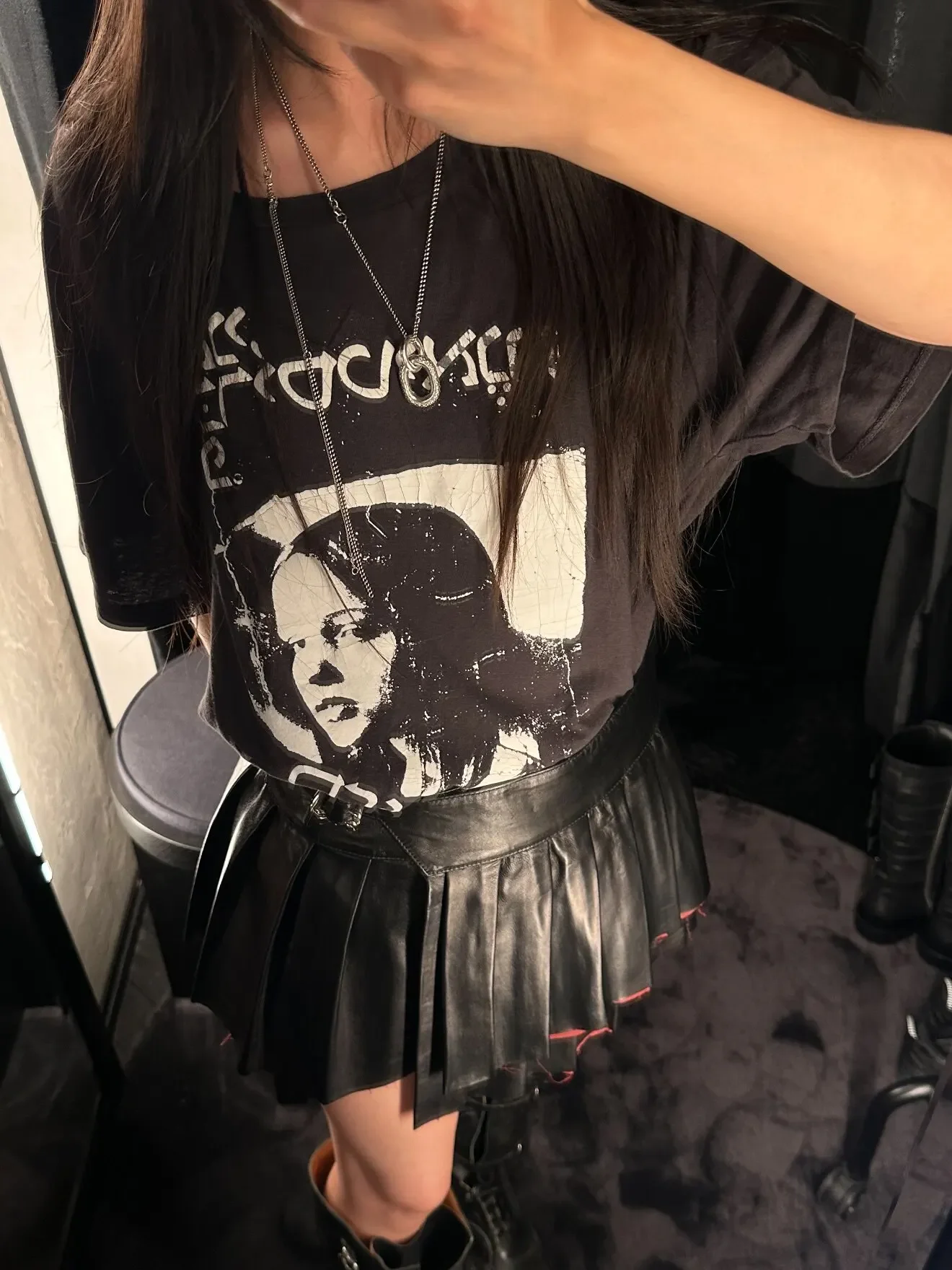 ER/D Girl Portrait Print Old Short Sleeve T-Shirt 24FW