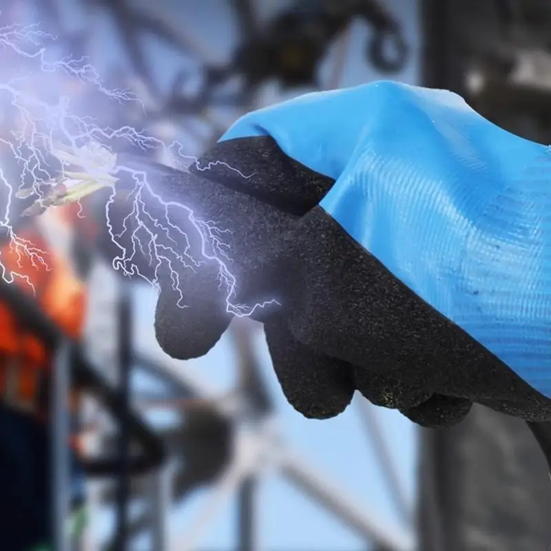 1 Pair Safety Withstanding Voltage 1000V High Elasticity Glove Protective Blue Electrician Insulating Gloves