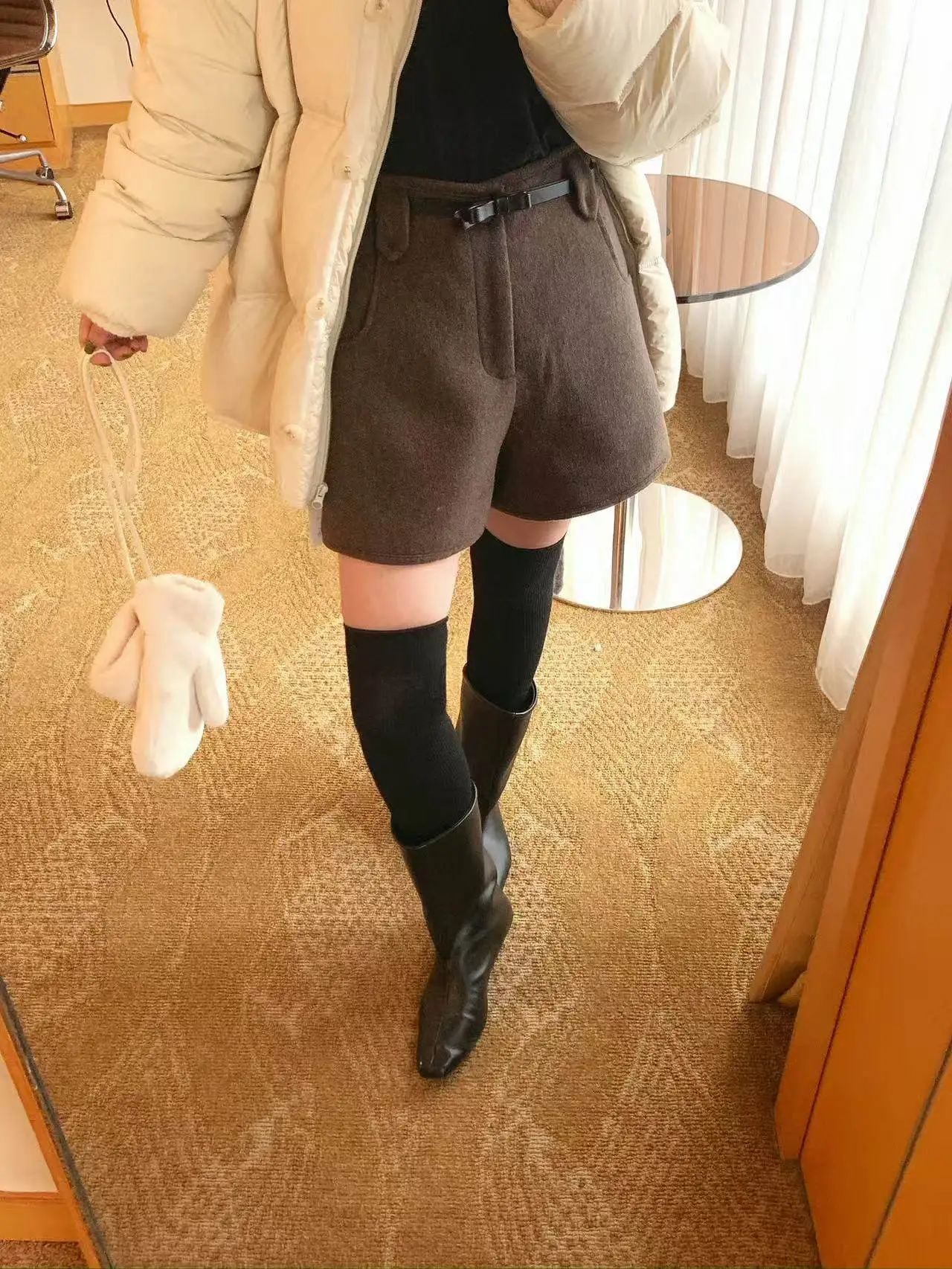 

Американские шерстяные брюки с высокой талией и широкими штанинами, осенне-зимние, универсальные, свободного кроя, M258079