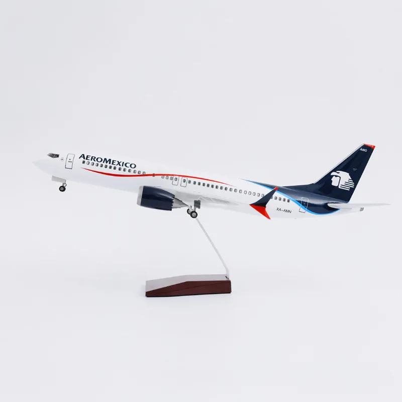 Modelo de Avión a Escala 1:85, B737 de AEROMEXICO, Aerolínea Mexicana, B737 de 47 cm, Avión de Resina Fundida a Presión con Tren de Aterrizaje y Luces, de Colección