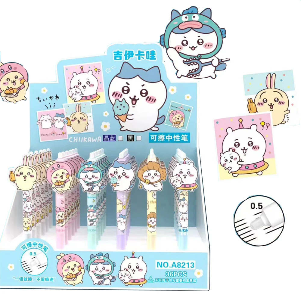 Chiikawa-Stylo gel pendentif dessin animé mignon, ornements de grande valeur, signature de presse, étudiant, papeterie, vente en gros, 6 pièces