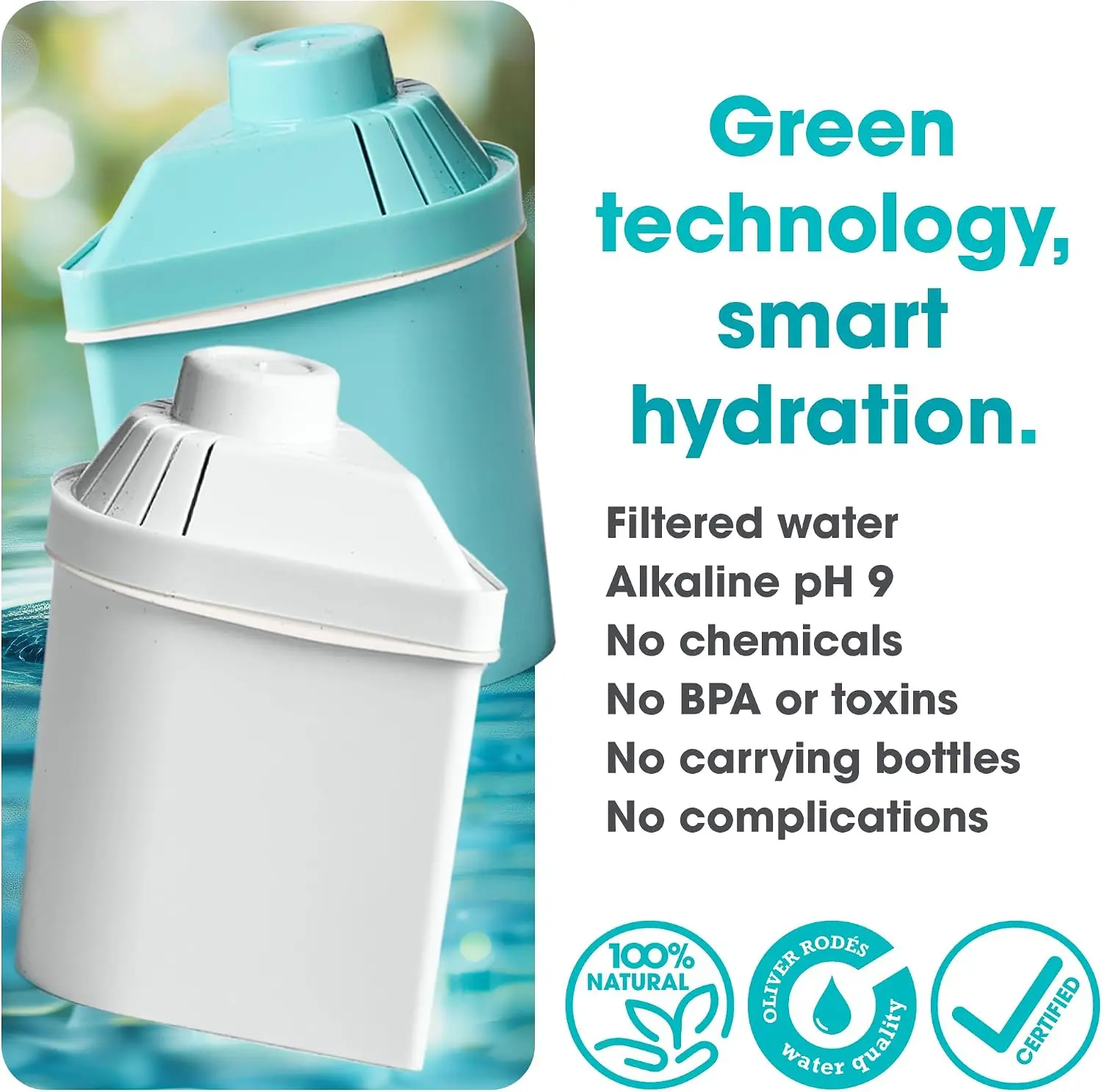 Pitcher Filter Replacement Pack Three Removes Fluorides Chlorine Heavy Metals Filters 400 Liters Tap Water Replace After Three M