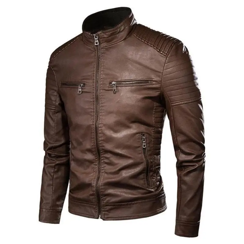 

Men's Slim Fit Leather Jacket Five Sleeve Long Other Material Composition Resistant to Deformation Spring Season Fashionable ...