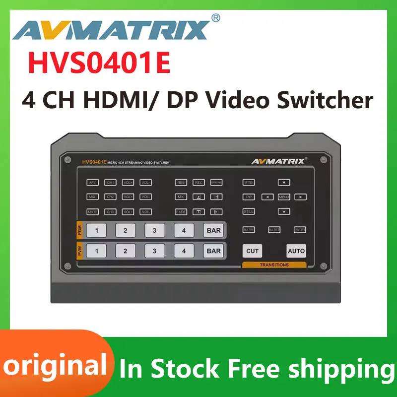 AVMATRIX HVS0401E Micro 4 Channel HDMI/ DP Video Switcher Mixer 4 Channel Inputs with RTMP Live Streaming and Record